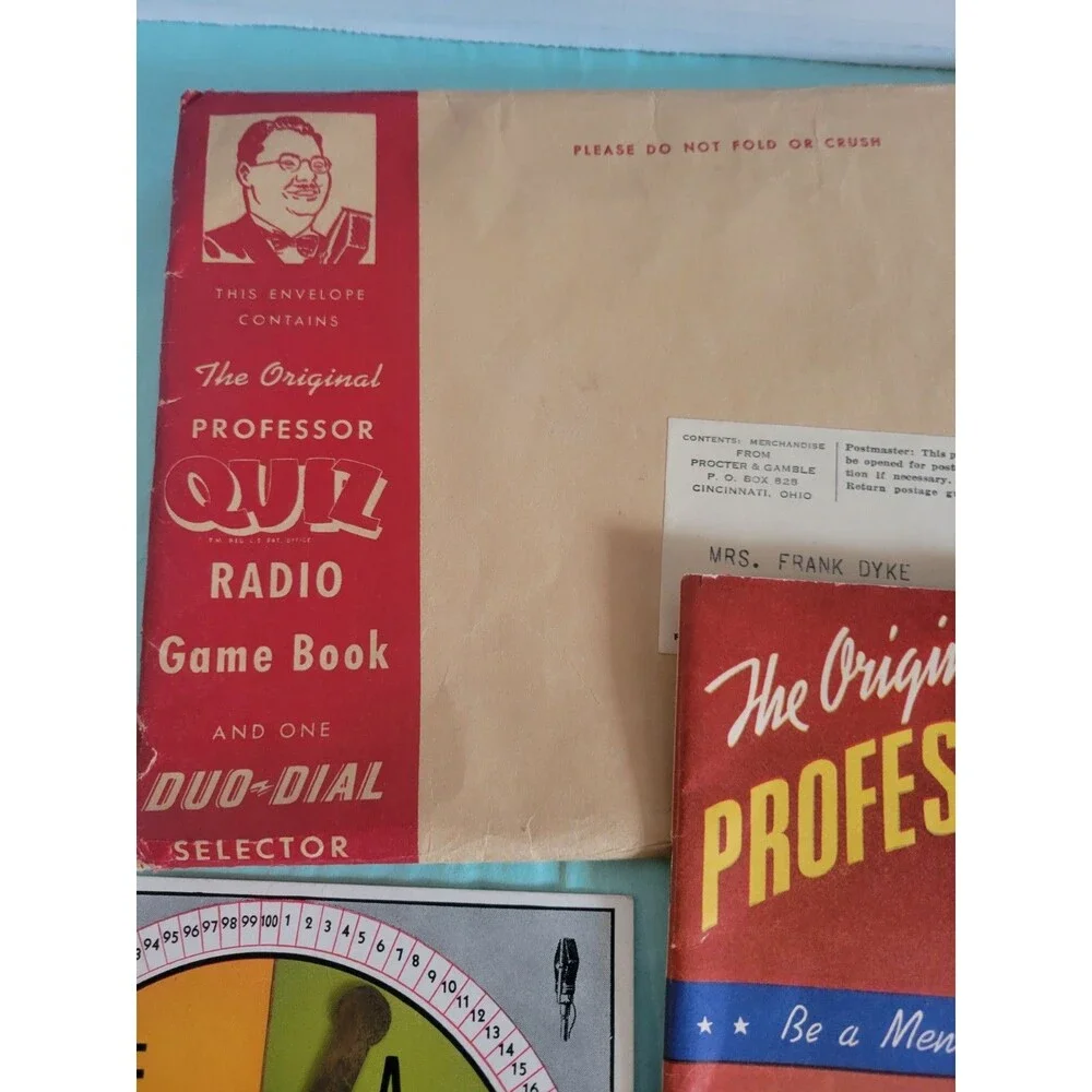 1939 Professor Quiz Radio Game Procter & Gamble Mail Premium w/ Duo-Dial Spinner